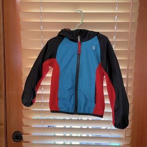 Kids North Face reversible jacket in size 2 striped and multi colored